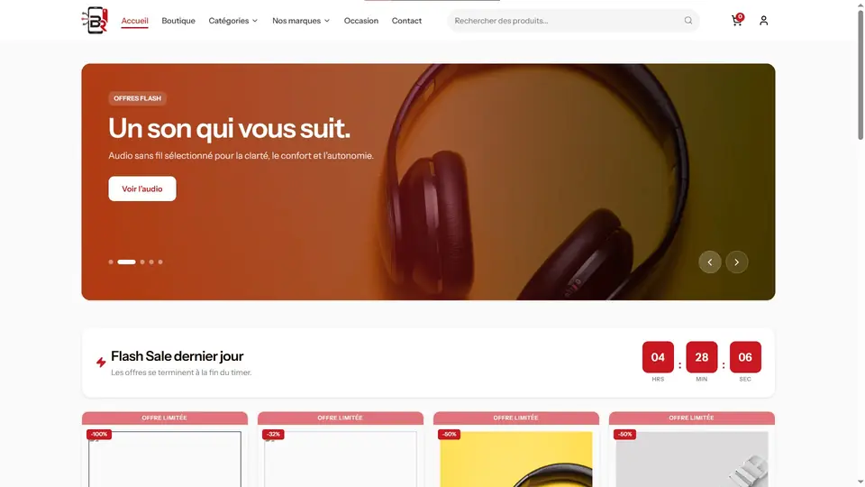 Capture d'écran de Bigg Red, e-commerce pour Bigg Red