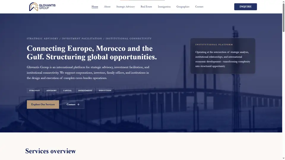 Capture d'écran de Glovantis Group, site d'entreprise pour Glovantis Group