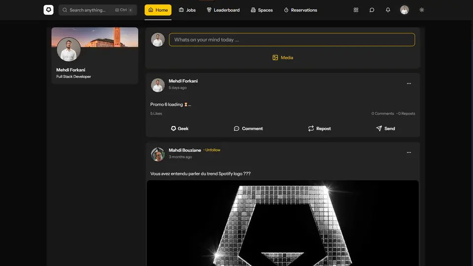 Capture d'écran de My LionsGeek, plateforme de gestion pour LionsGeek