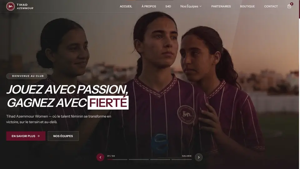 Capture d'écran de Tihad Azemmour Women, site + back-office pour US Azemmour Féminin